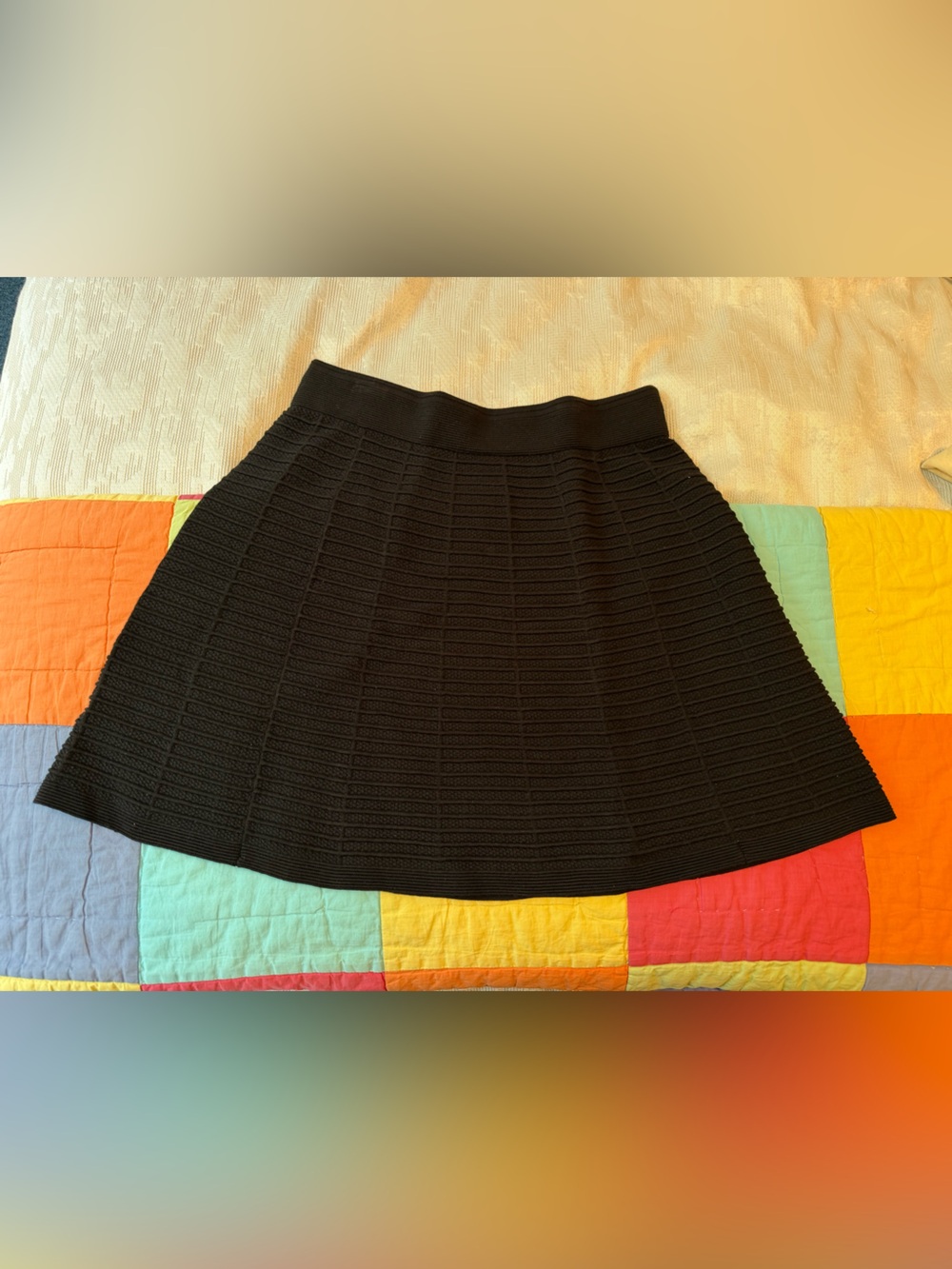 LOFT Black A-Line Textured Knit Skirt